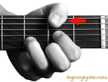 Thumb is muting two strings
