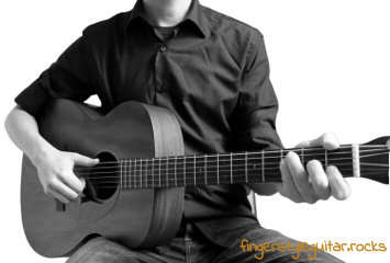 Casual sitting position while playing fingerstyle guitar