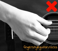 Bad thumb position while playing fingerstyle guitar