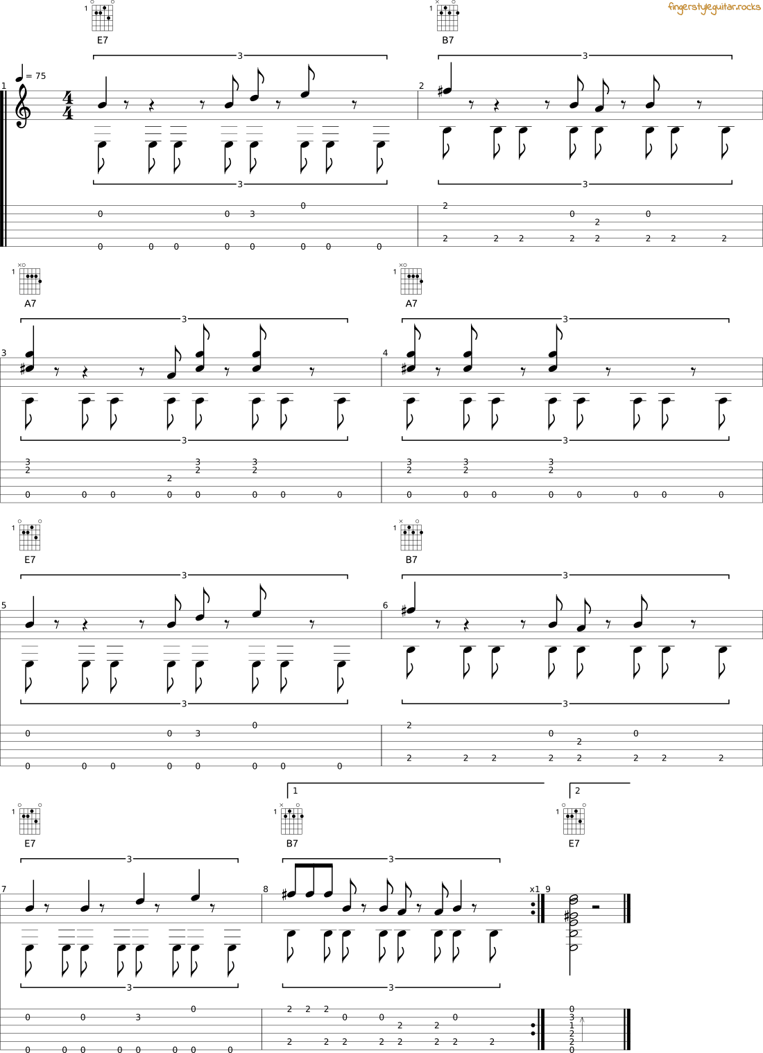 Exercise 3: Blues in E tab